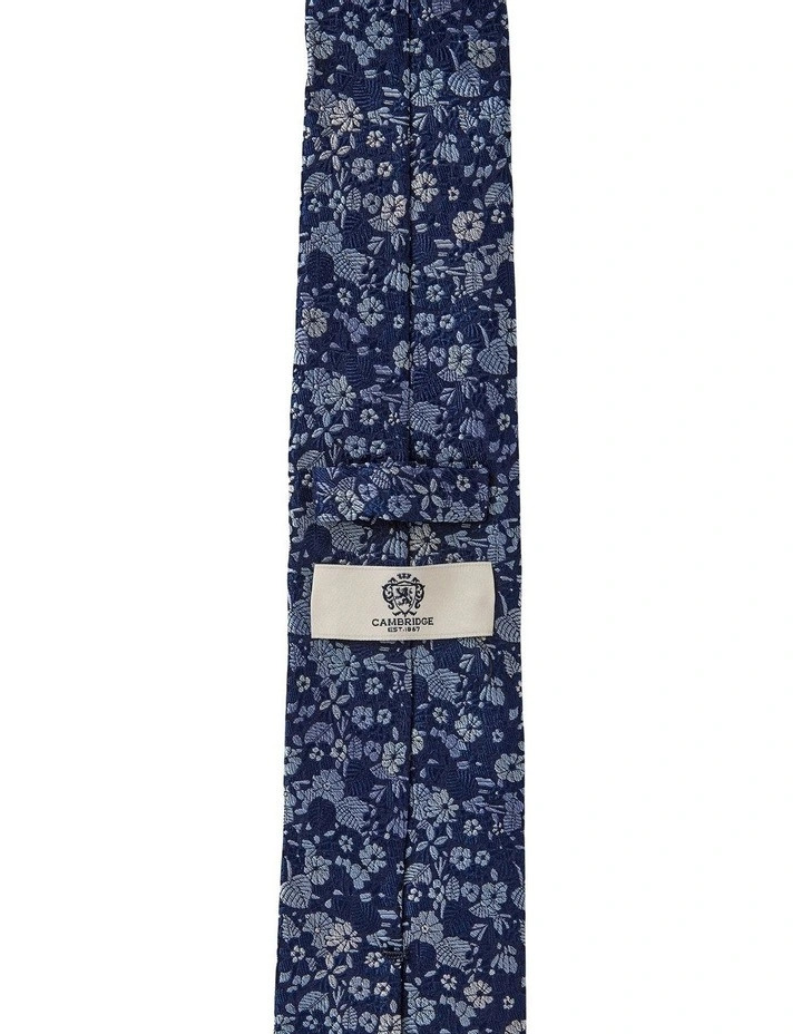 Small Flora Silk Tie in Blue image 2