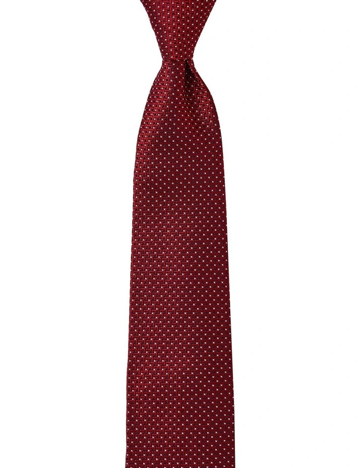 Woven Spot Silk Tie in Wine image 1