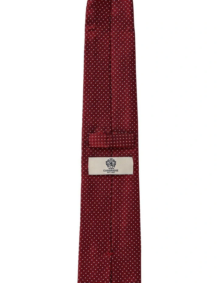 Woven Spot Silk Tie in Wine image 2