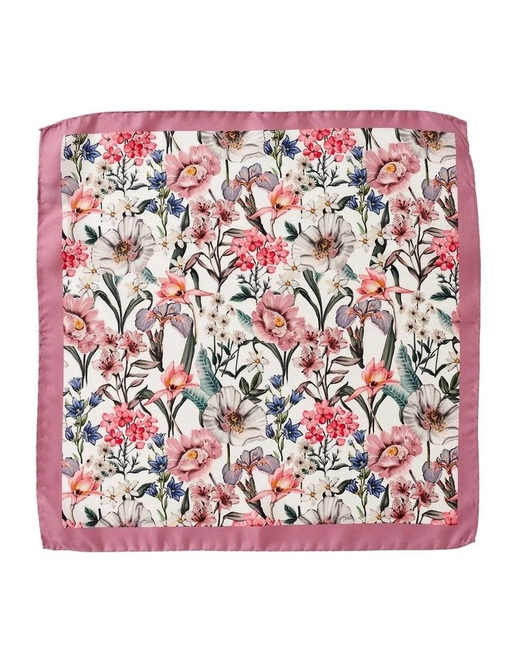 Poppies and Irises Silk Pocket Square in Pink image 1