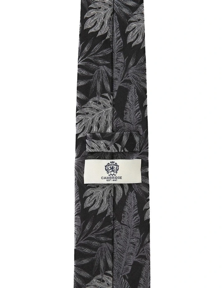 Dark Leaves Silk Tie in Black image 2