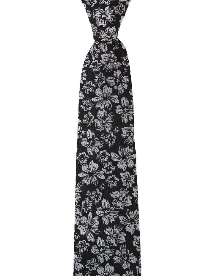 Flora Silk Tie in Black image 1