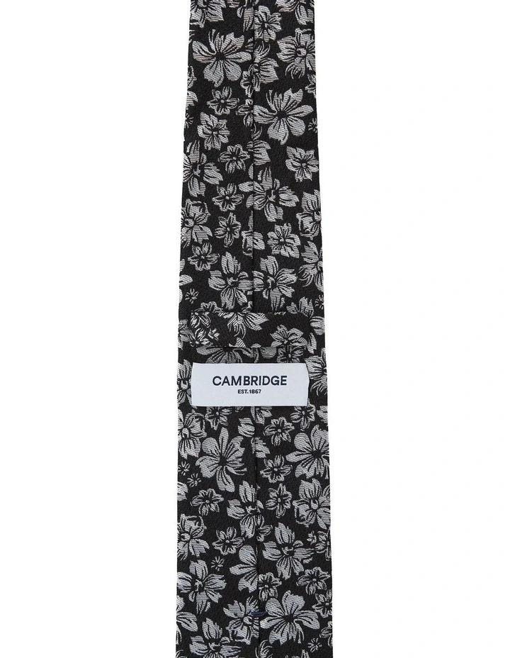 Flora Silk Tie in Black image 2