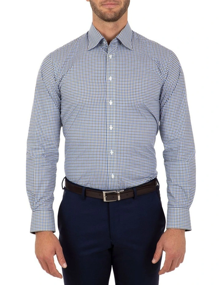 Modern Fit Blue Check Brighton Business Shirt FCL230 image 1