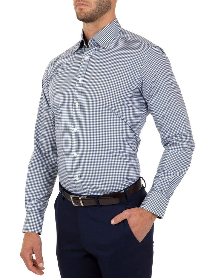 Modern Fit Blue Check Brighton Business Shirt FCL230 image 3