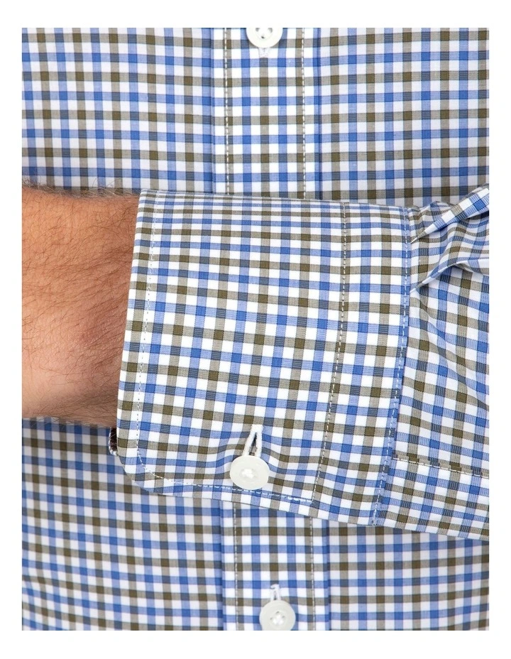 Modern Fit Blue Check Brighton Business Shirt FCL230 image 4