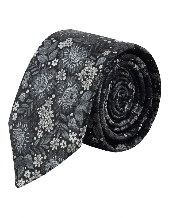 Black Bouquet 7.5cm Silk Tie image 1