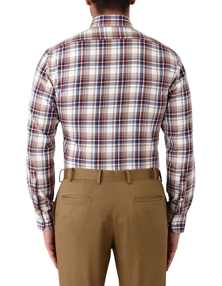 Modern Fit Merricks Check Flannel Shirt Tan image 2