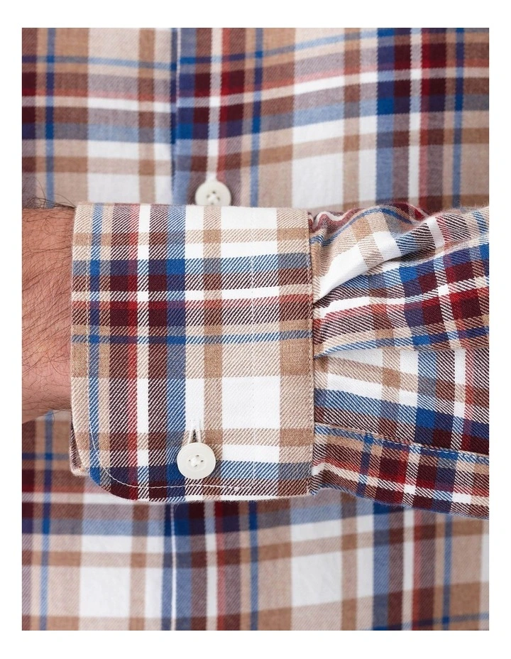 Modern Fit Merricks Check Flannel Shirt Tan image 4