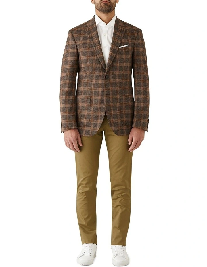 Modern Fit Balwyn Bold Check Sports Jacket Coffee image 5