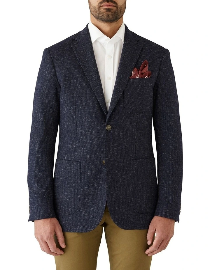 Modern Fit Malvern Knitted Stretch Sports Jacket Navy image 1