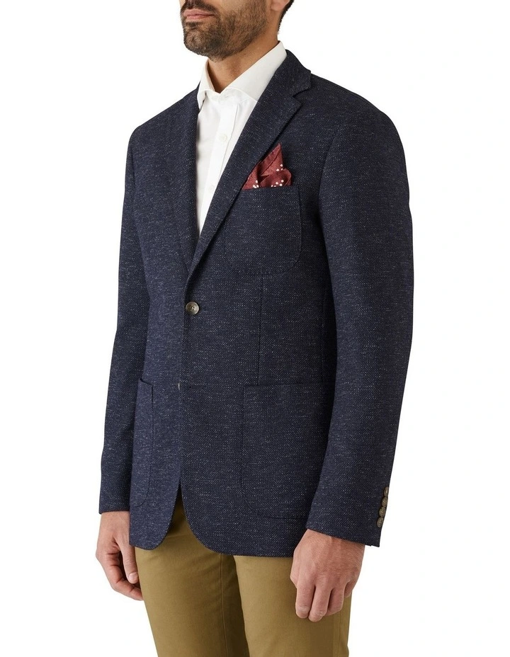 Modern Fit Malvern Knitted Stretch Sports Jacket Navy image 3