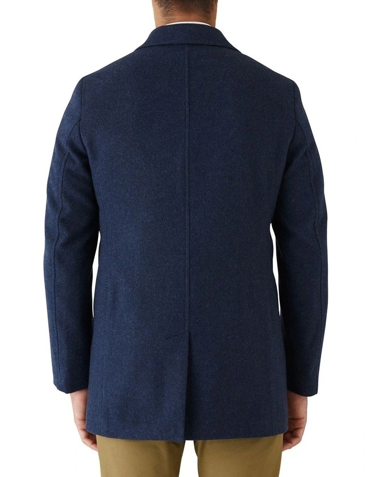 Modern Fit Clarkson Denim Blue Wool Blend Overcoat image 2