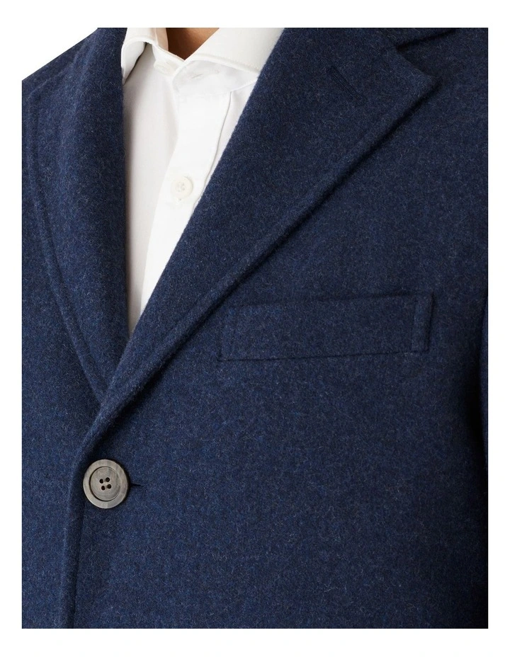 Modern Fit Clarkson Denim Blue Wool Blend Overcoat image 4