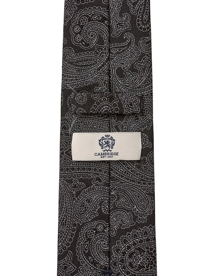 Sketch Paisley Silk Tie in Black image 2