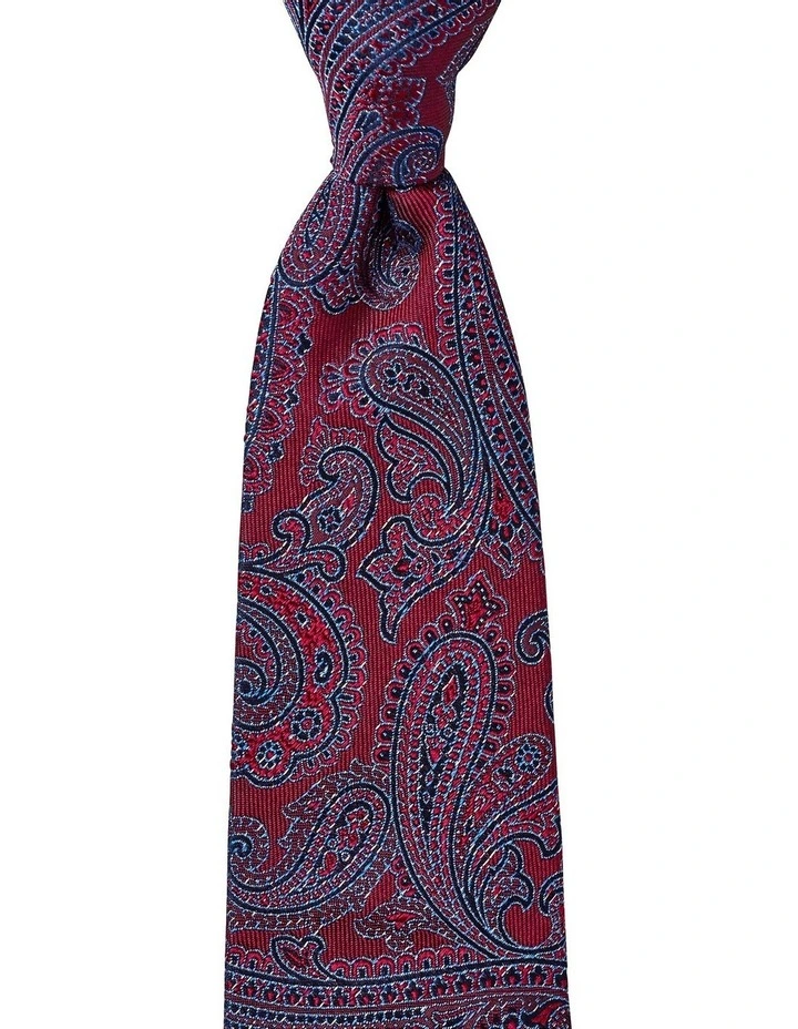 Sketch Paisley Silk Tie in Wine image 1