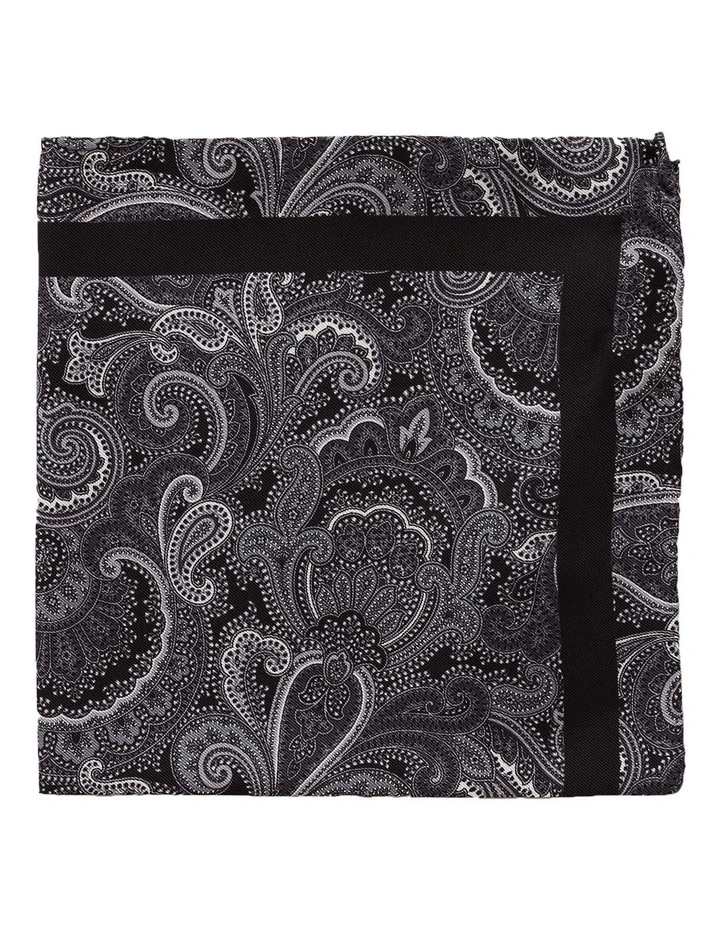 Paisley Silk Pocket Square in Black image 1