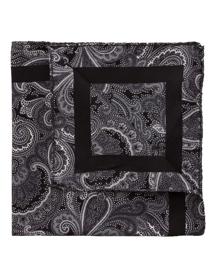 Paisley Silk Pocket Square in Black image 2
