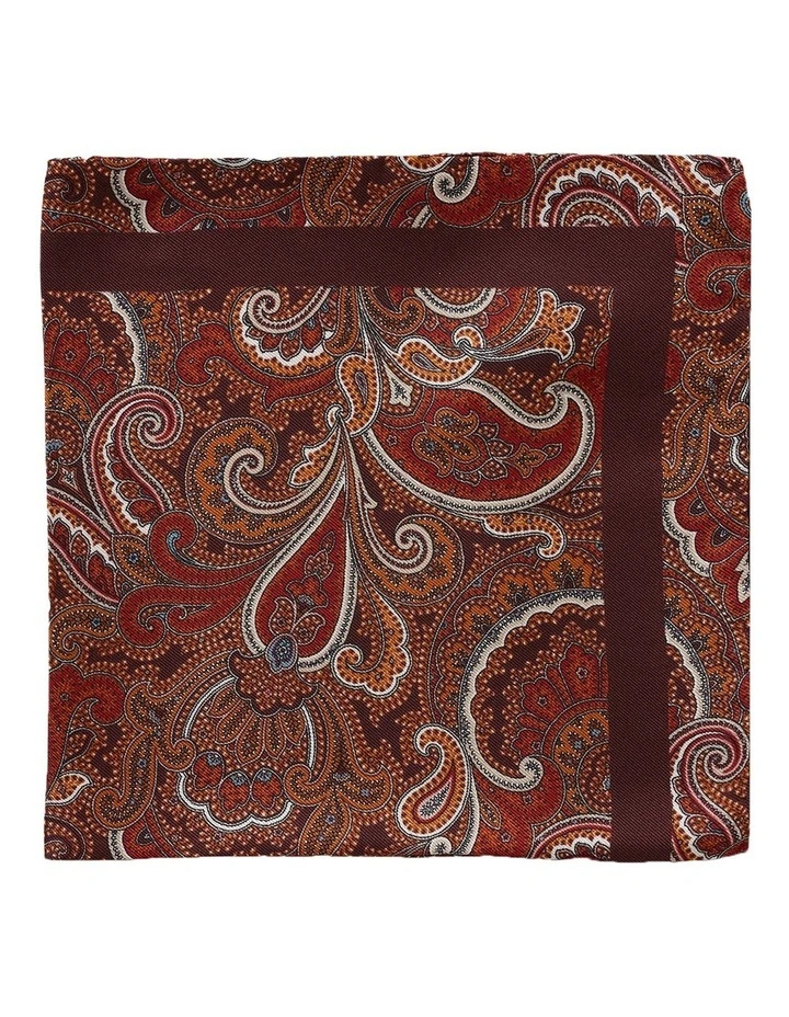 Paisley Silk Pocket Square in Brown image 1