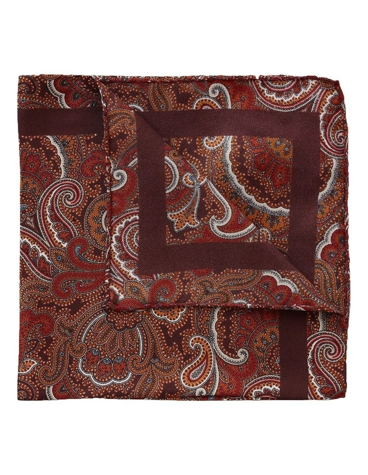 Paisley Silk Pocket Square in Brown image 2