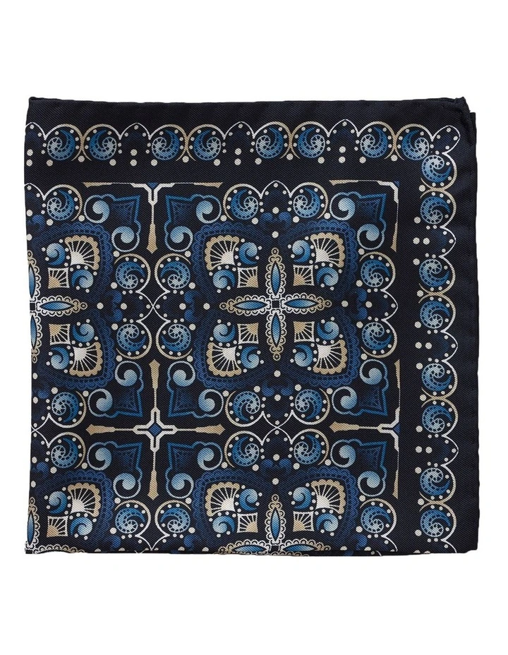 Spiral Silk Pocket Square in Blue image 1