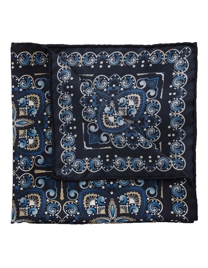 Spiral Silk Pocket Square in Blue image 2
