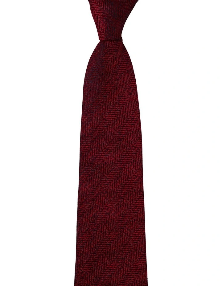 Herringbone Silk Tie in Red image 1