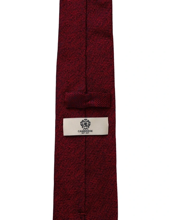 Herringbone Silk Tie in Red image 2