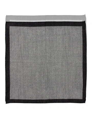 Bordered Linen Pocket Square in Grey