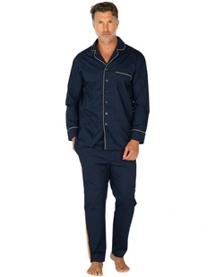 Portsea Button Payjama Set in Navy