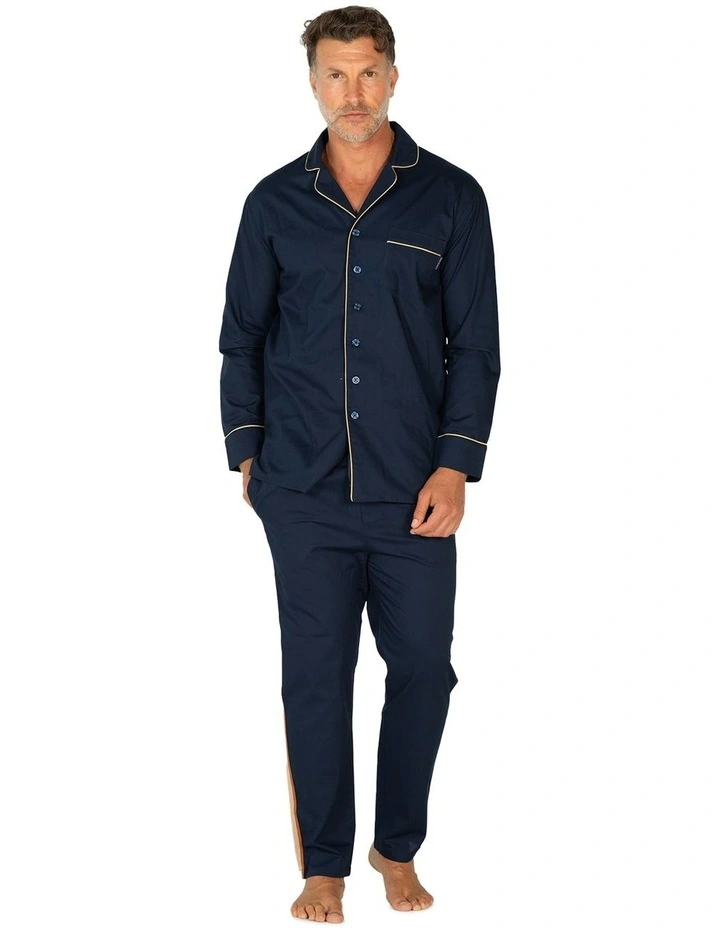 Portsea Button Payjama Set in Navy image 1