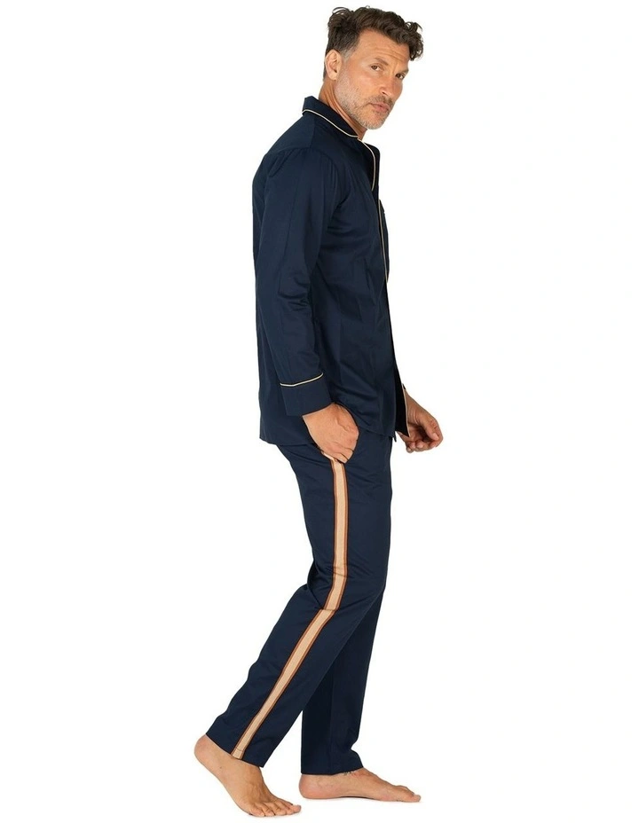 Portsea Button Payjama Set in Navy image 3