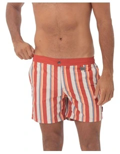 Stripe Swim Shorts in Tabasco
