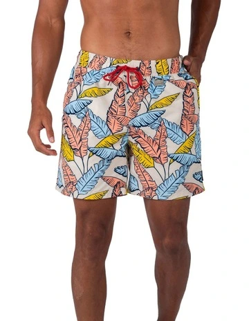 Tropical Leaf Swim Shorts in Blue