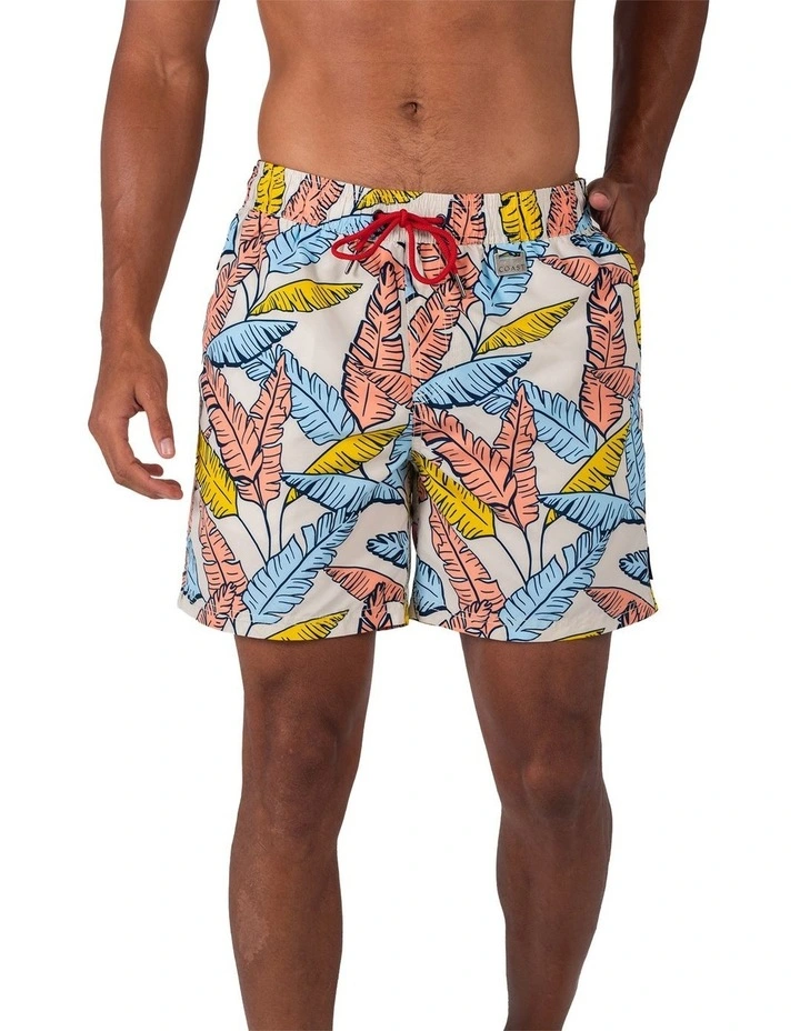 Tropical Leaf Swim Shorts in Blue image 1