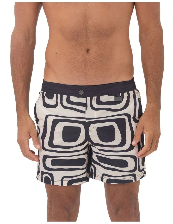 Swirl Swim Shorts in Black image 1