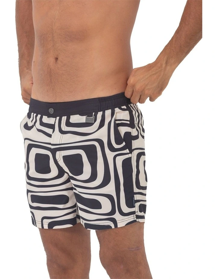 Swirl Swim Shorts in Black image 1