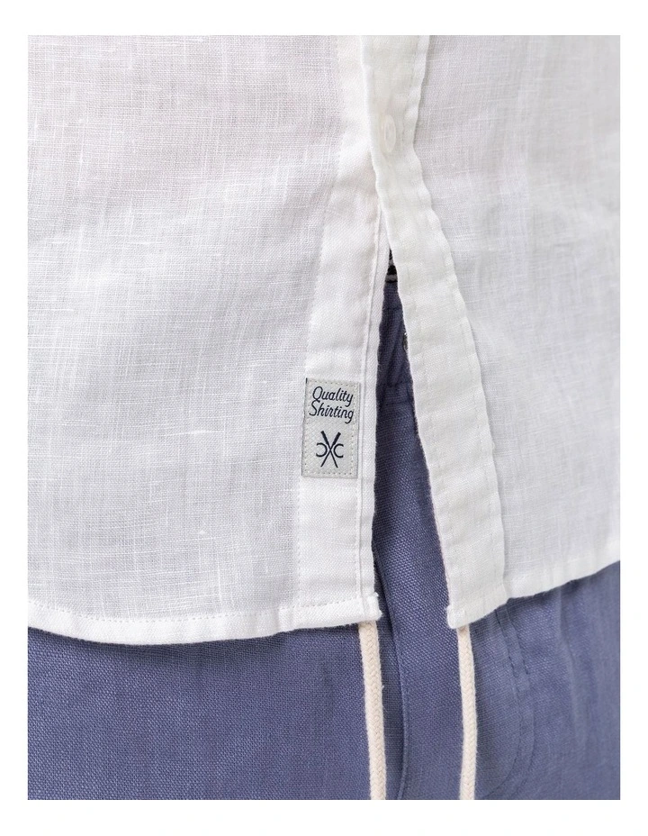 Long Sleeve Linen Shirt in White image 5