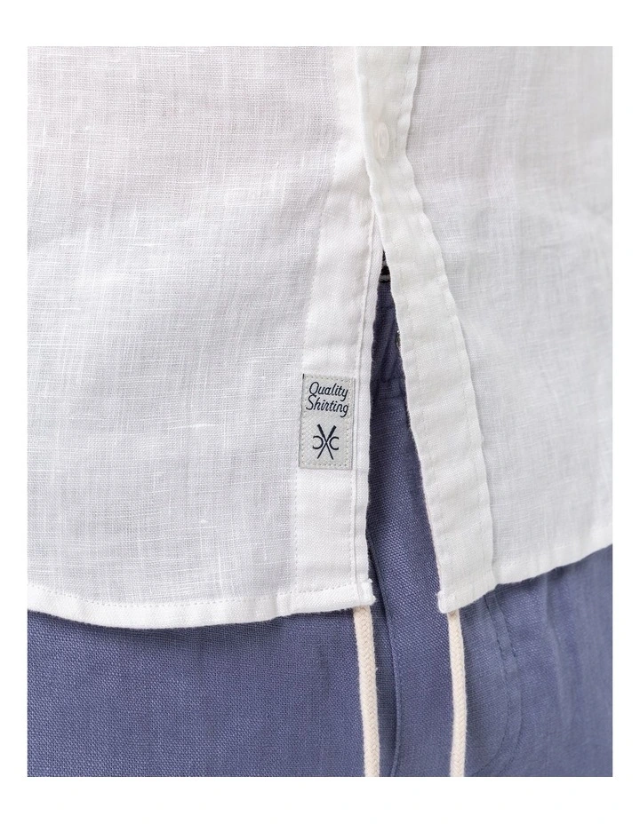 Long Sleeve Linen Shirt in White image 5