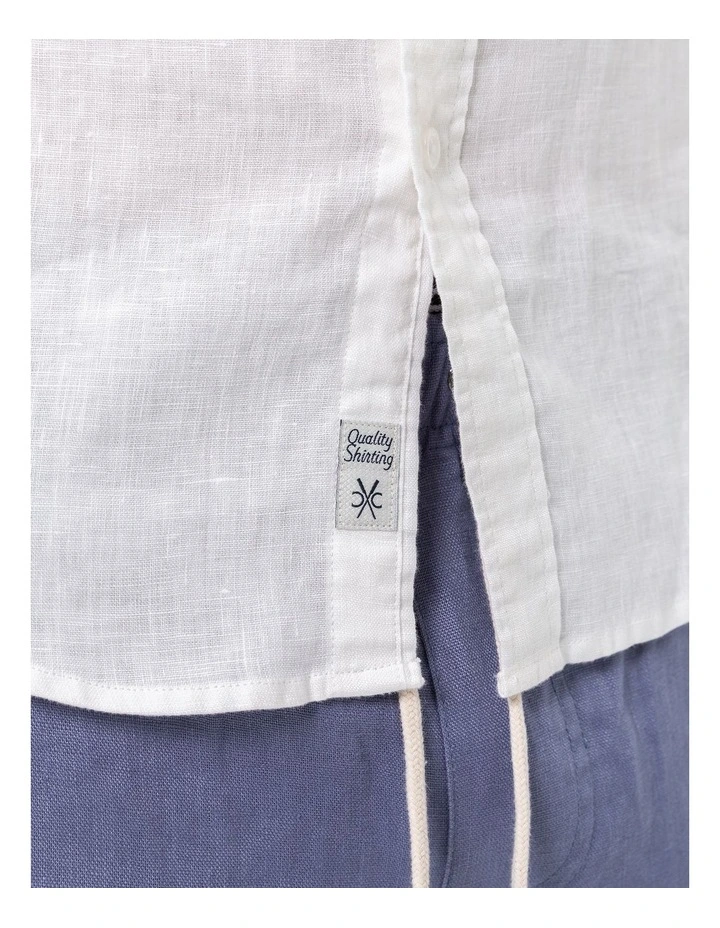Long Sleeve Linen Shirt in White image 5