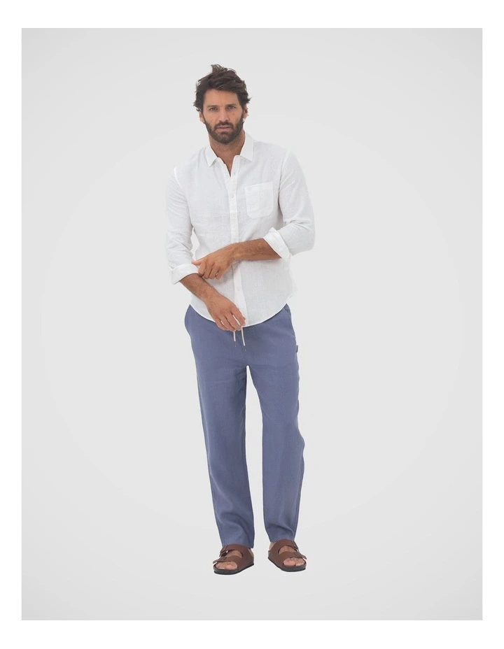 Long Sleeve Linen Shirt in White image 6
