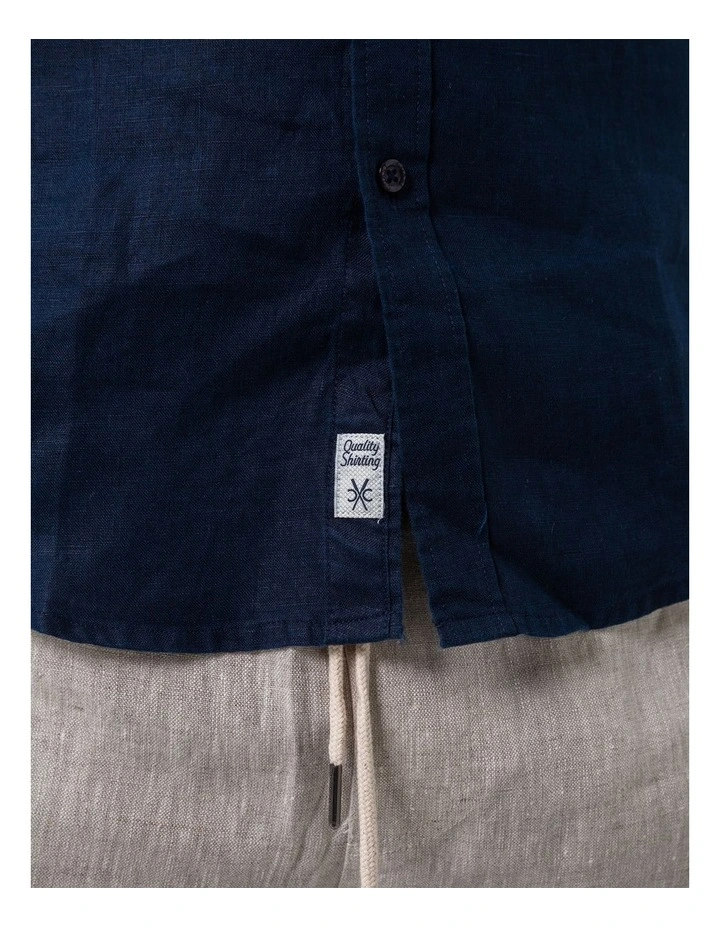 Long Sleeve Mens Linen Shirt in Navy image 4
