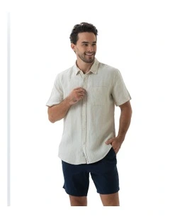Linen Short Sleeve Shirt in Sand