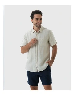 Linen Short Sleeve Shirt in Sand