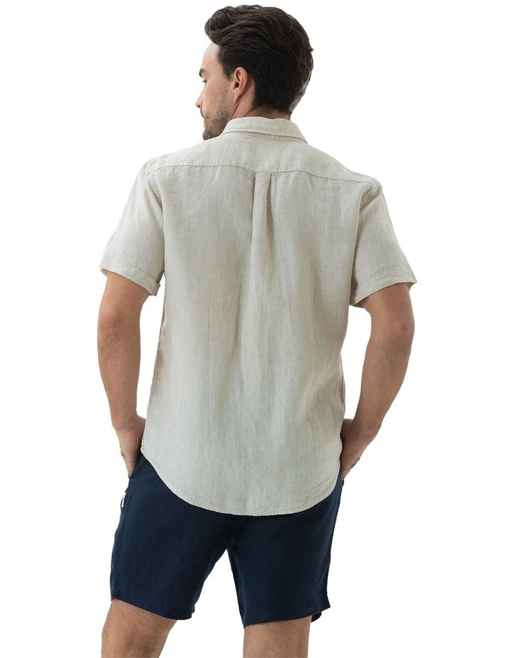 Linen Short Sleeve Shirt in Sand image 2