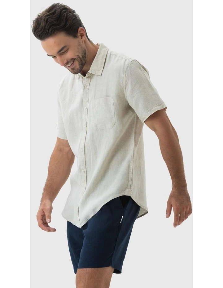 Linen Short Sleeve Shirt in Sand image 3