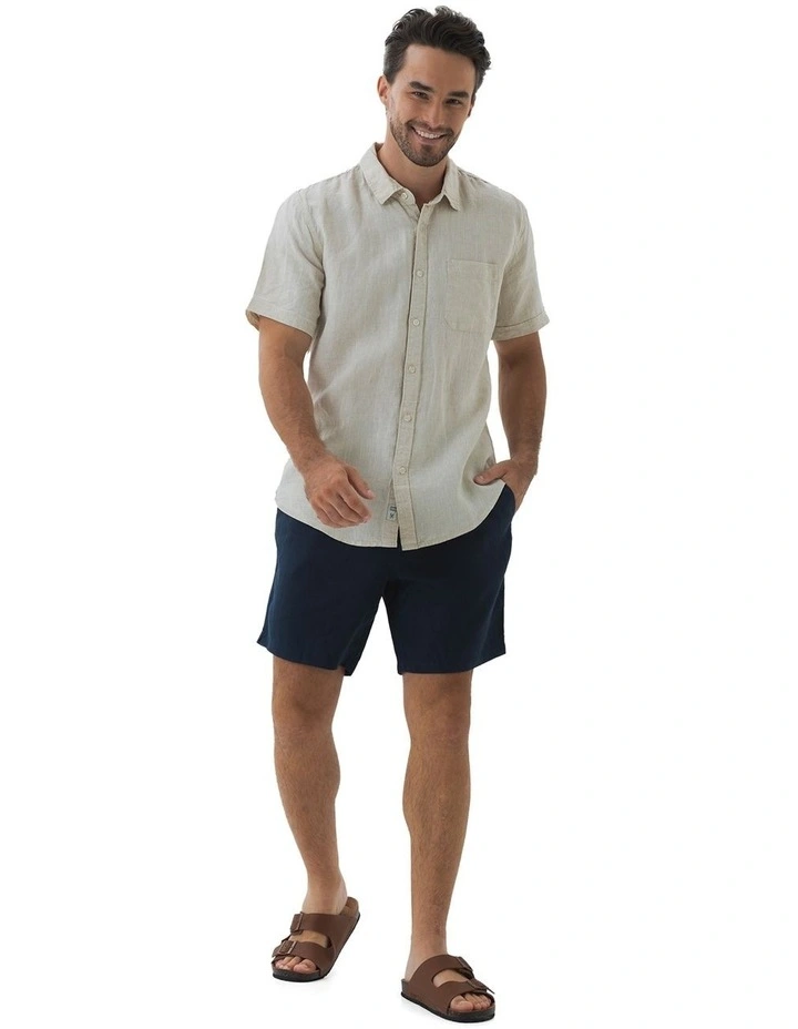 Linen Short Sleeve Shirt in Sand image 5
