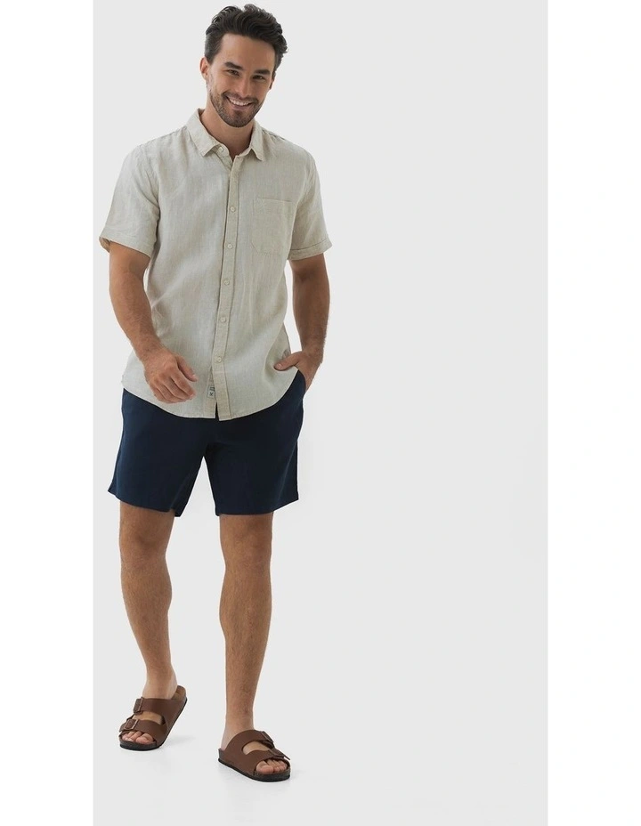Linen Short Sleeve Shirt in Sand image 5