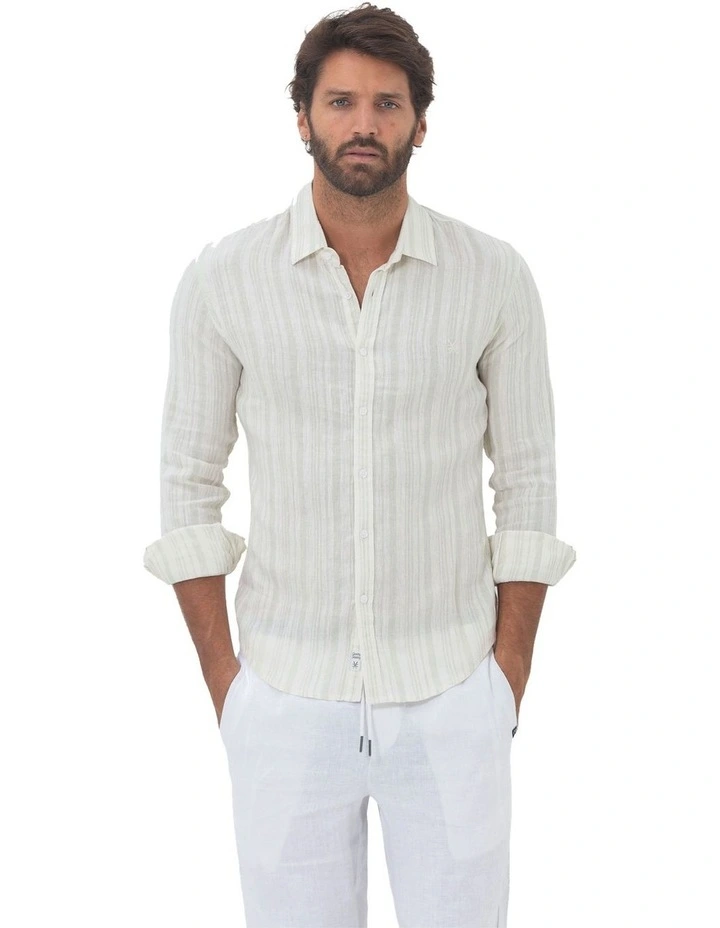 Miami Long Sleeves Linen Shirt in Aqua image 1