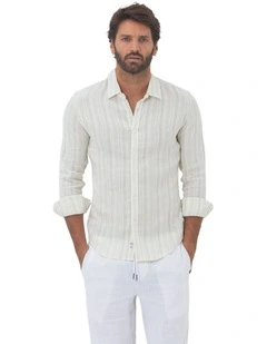 Miami Long Sleeves Linen Shirt in Aqua